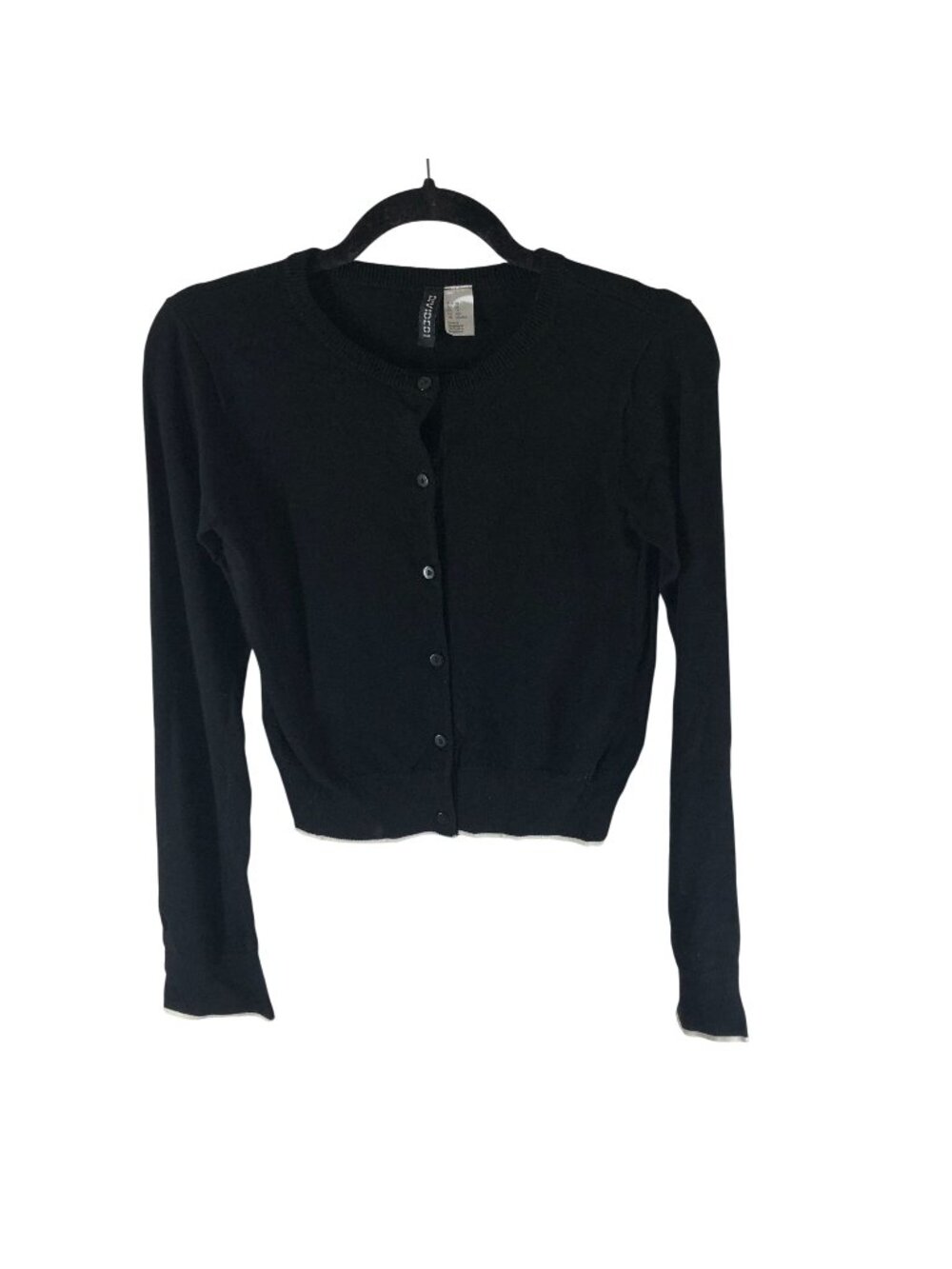 H&M Divided Black White Trim Button-Up Cardigan XS Long Sleeve